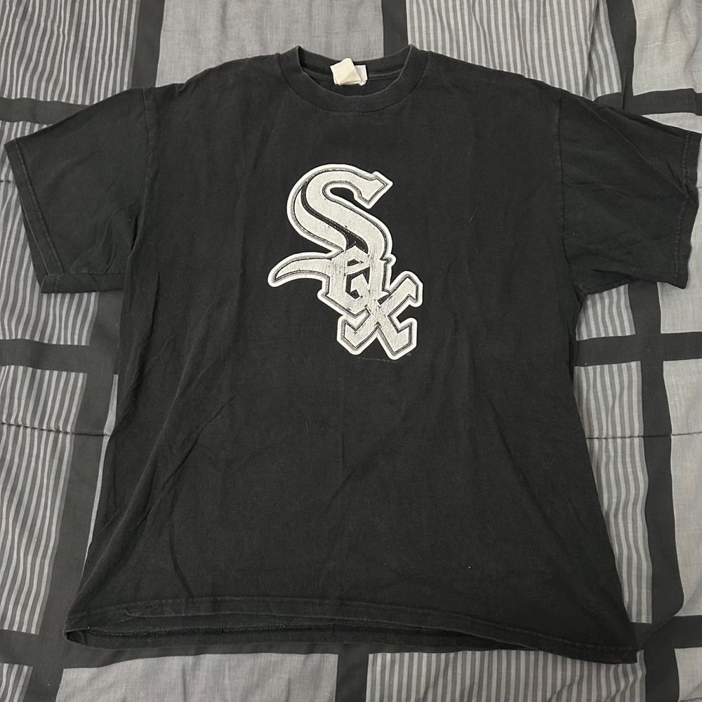 Vintage Y2K CSA Chicago White Sox Baseball T-Shirt Large MENS CENTER LOGO BLACK